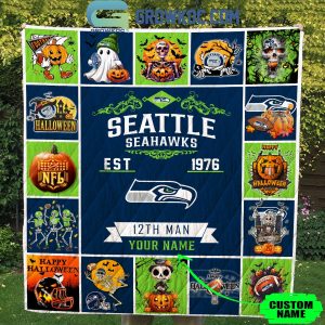 Seattle Seahawks 12th Man Est. 1976 Halloween Personalized Fleece Blanket Quilt