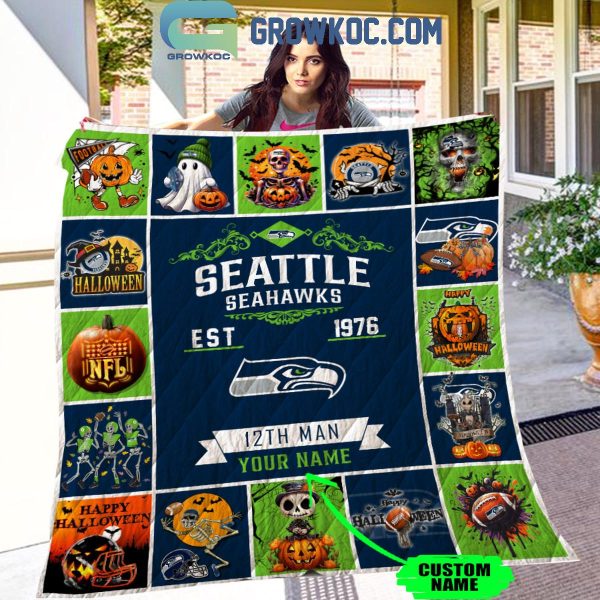 Seattle Seahawks 12th Man Est. 1976 Halloween Personalized Fleece Blanket Quilt