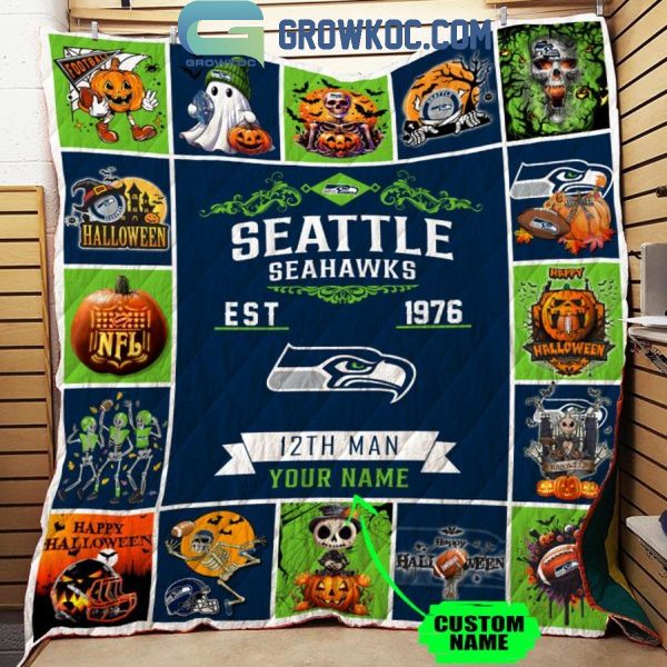 Seattle Seahawks 12th Man Est. 1976 Halloween Personalized Fleece Blanket Quilt