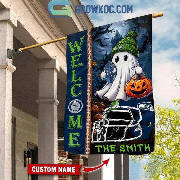 Seattle Seahawks Welcome Halloween 2024 Personalized House Garden Flag