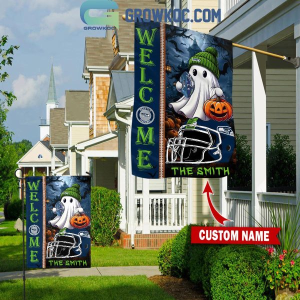 Seattle Seahawks Welcome Halloween 2024 Personalized House Garden Flag