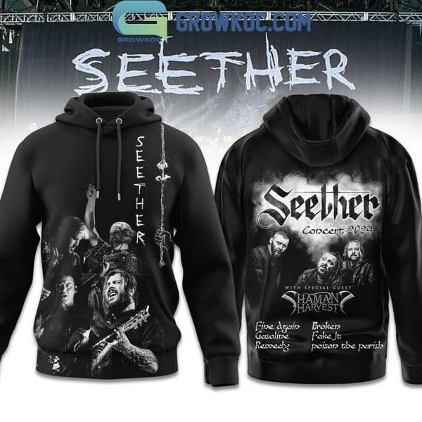 Seether Concert 2024 With Special Guest Shaman Harvest Hoodie T-Shirt