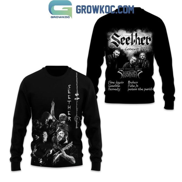 Seether Concert 2024 With Special Guest Shaman Harvest Hoodie T-Shirt