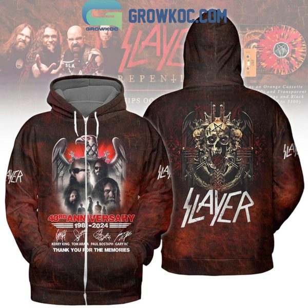 Slayer 1981-2024 Thank You For The Memories 43rd Anniversary Hoodie T-Shirt