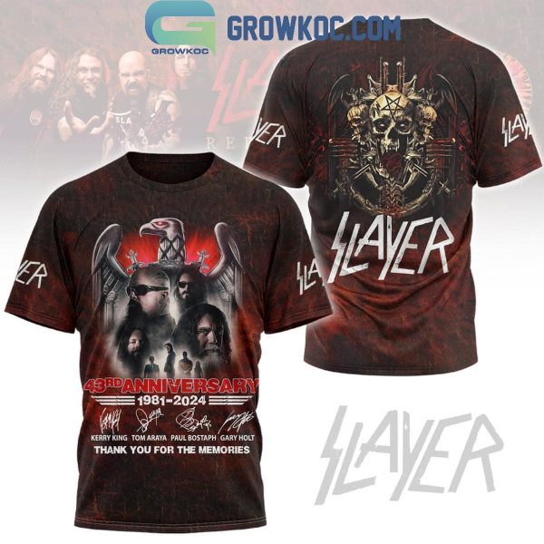 Slayer 1981-2024 Thank You For The Memories 43rd Anniversary Hoodie T-Shirt