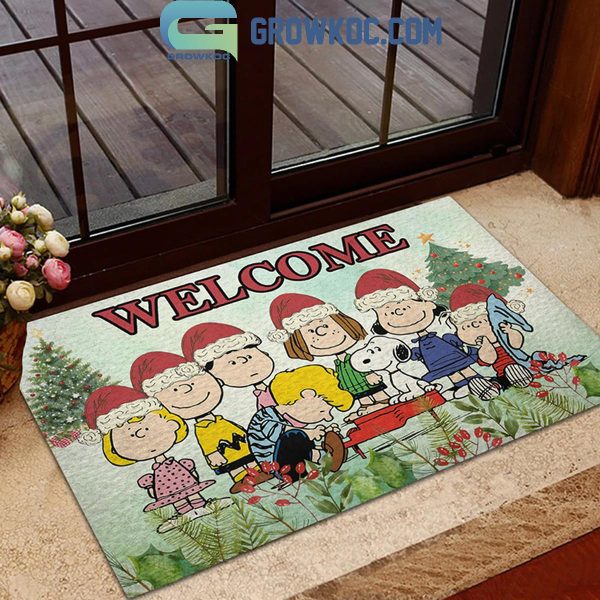 Snoopy Charlie Brown And Peanuts Friends Christmas Personalized Doormat