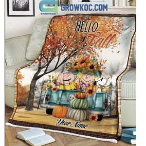 Snoopy Charlie Brown Peanuts Greeting Fall Personalized Fleece Blanket Quilt