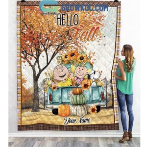 Snoopy Charlie Brown Peanuts Greeting Fall Personalized Fleece Blanket Quilt