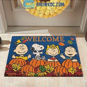 Snoopy Happy Fall Season Welcome Friends Personalized Doormat