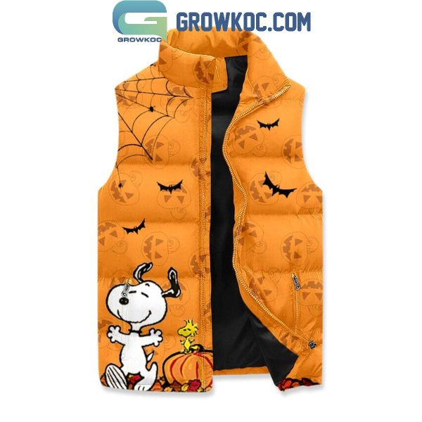 Snoopy Happy Halloween Trick Or Treat Sleeveless Puffer Jacket