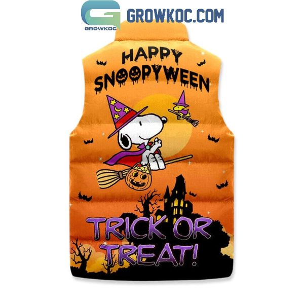 Snoopy Happy Halloween Trick Or Treat Sleeveless Puffer Jacket