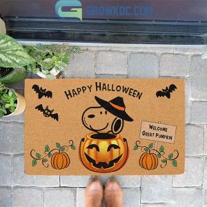 Snoopy Happy Halloween Welcome Great Pumpkin Personalized Doormat