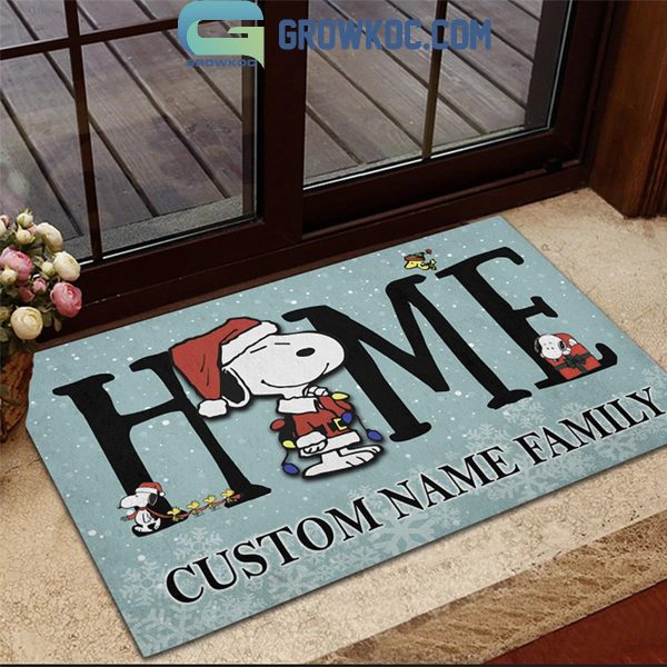 Snoopy Merry Christmas Welcome Home Personalized Doormat