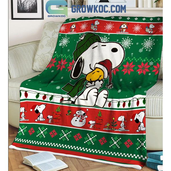 Snoopy Peanuts Greeting Christmas 2024 Fleece Blanket Quilt