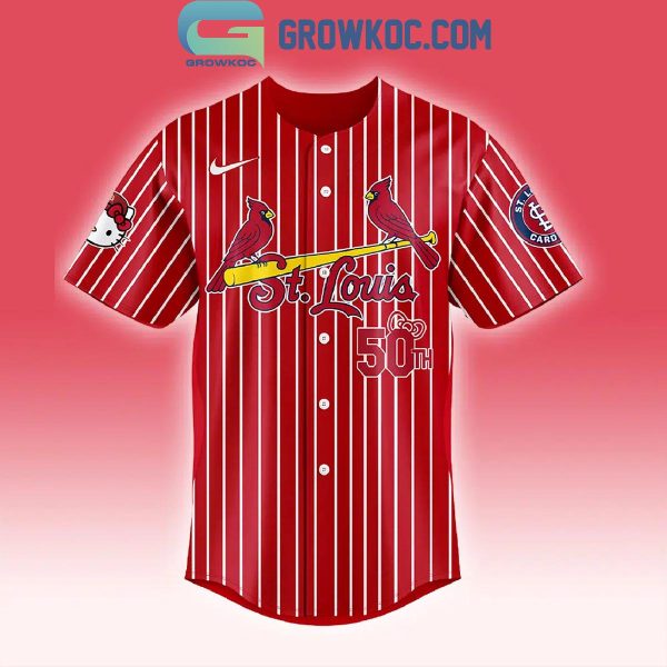 St. Louis Cardinals Red Team Hello Kitty 50th Anniversary Baseball Jersey