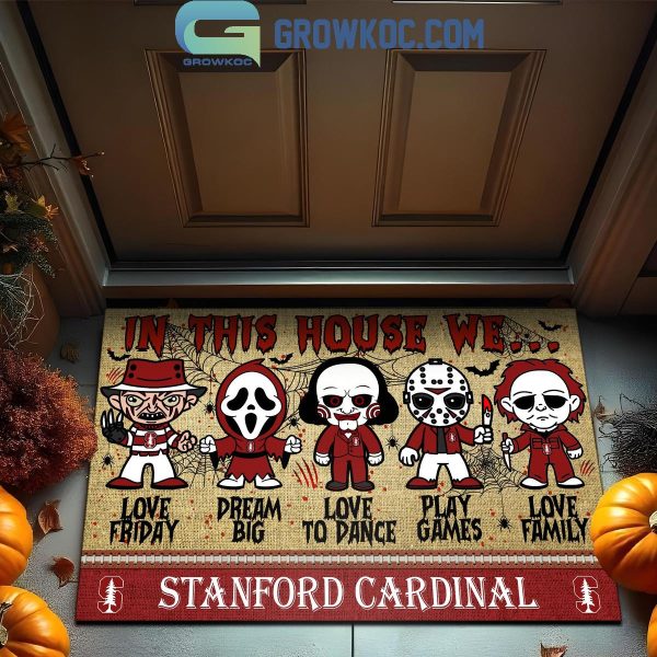 Stanford Cardinal In This House We Love Halloween Horror Movies Doormat