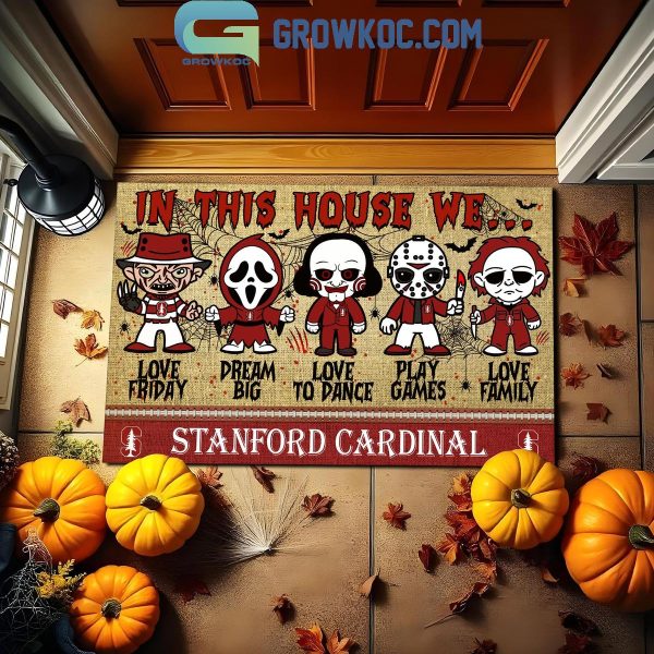 Stanford Cardinal In This House We Love Halloween Horror Movies Doormat