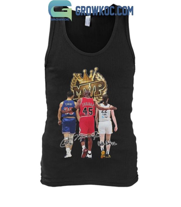 Stephen Curry Michael Jordan Caitlin Clark NBA Stars MVP T-Shirt