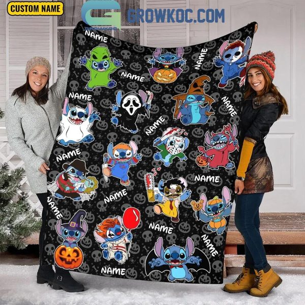 Stitch Acting In Halloween Movies 2024 Personalized Fleece Blanket Quilt