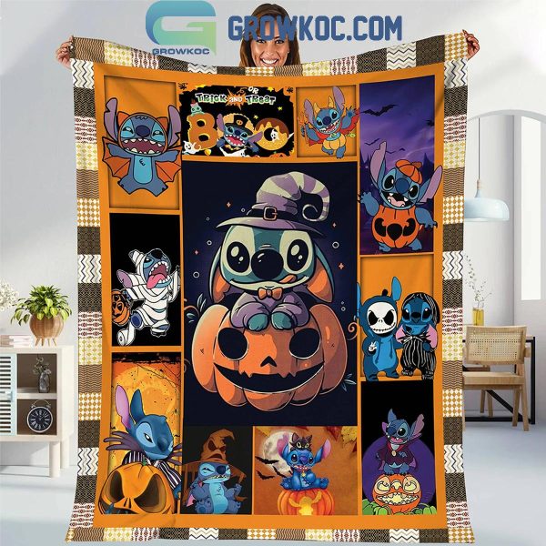 Stitch Trick And Treat 2024 Jack O Lantern Personalized Fleece Blanket Quilt