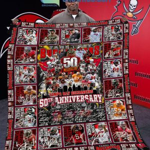 Tampa Bay Buccaneers 1974-2024 50th Anniversary Fleece Blanket Quilt