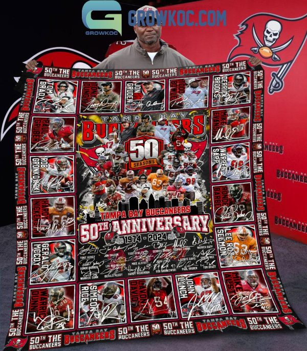 Tampa Bay Buccaneers 1974-2024 50th Anniversary Fleece Blanket Quilt