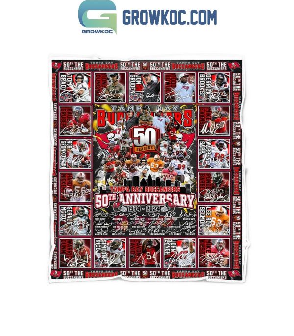 Tampa Bay Buccaneers 1974-2024 50th Anniversary Fleece Blanket Quilt