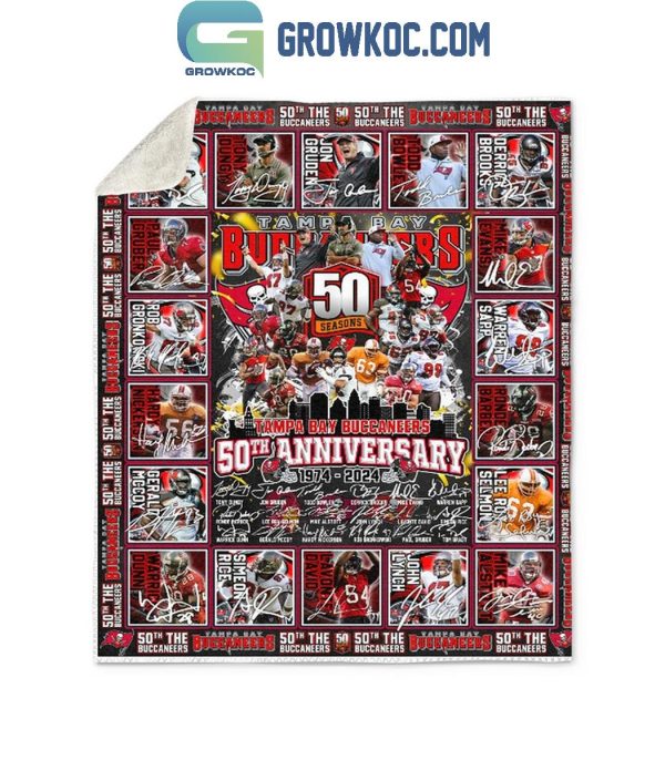 Tampa Bay Buccaneers 1974-2024 50th Anniversary Fleece Blanket Quilt