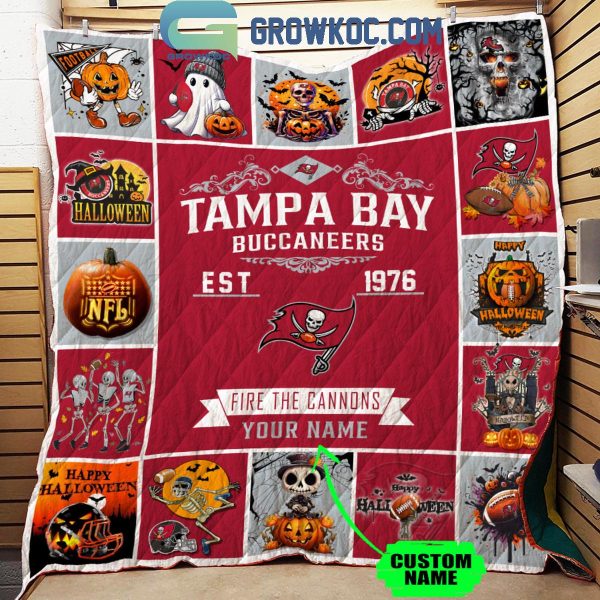 Tampa Bay Buccaneers Fire The Canons Est. 1976 Halloween Personalized Fleece Blanket Quilt