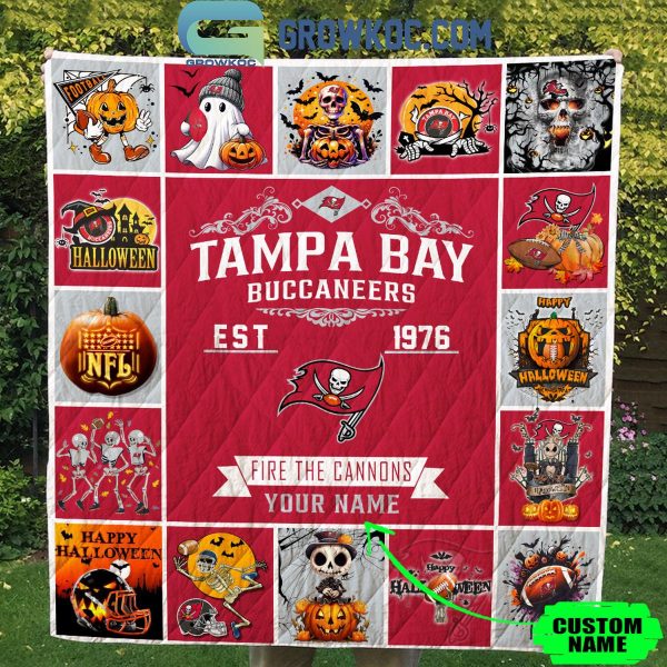 Tampa Bay Buccaneers Fire The Canons Est. 1976 Halloween Personalized Fleece Blanket Quilt