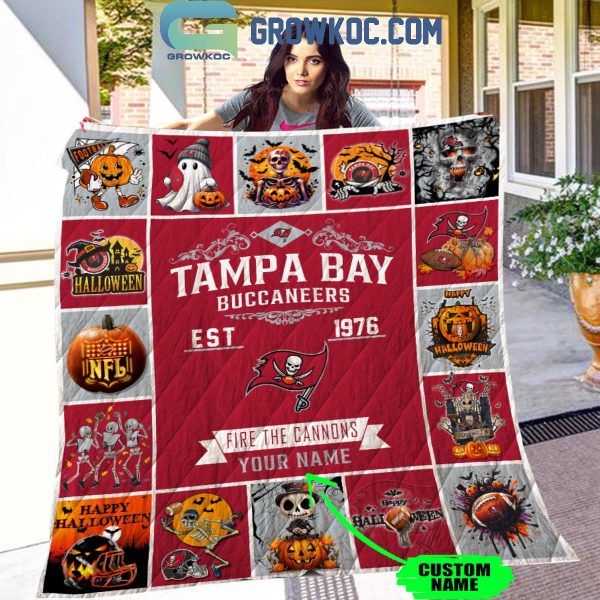 Tampa Bay Buccaneers Fire The Canons Est. 1976 Halloween Personalized Fleece Blanket Quilt