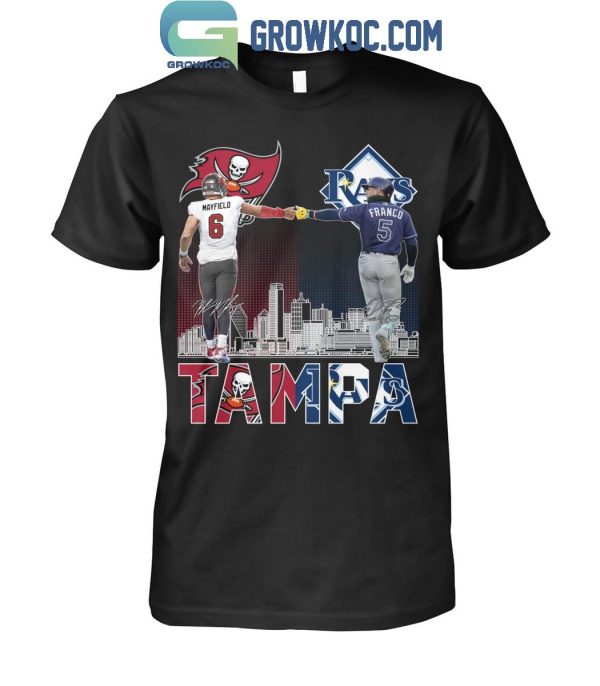 Tampa Bay Buccaneers Mayfield 6 Tampa Bay Rays Franco 5 T-Shirt