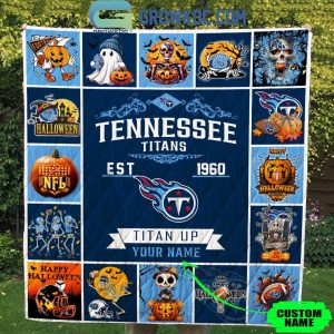 Tennessee Titans Titan Up Est. 1960 Halloween Personalized Fleece Blanket Quilt