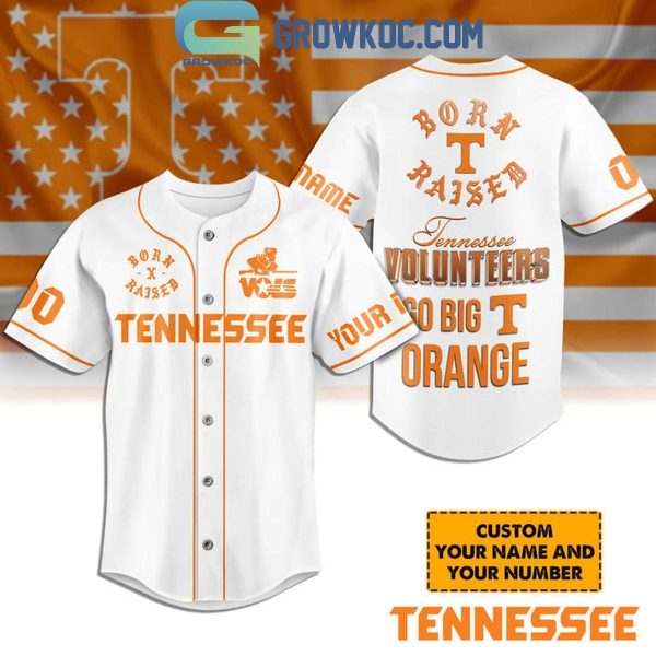 Tennessee Volunteers Go Big T Orange Personalized Baseball Jersey White