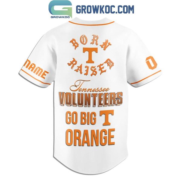 Tennessee Volunteers Go Big T Orange Personalized Baseball Jersey White