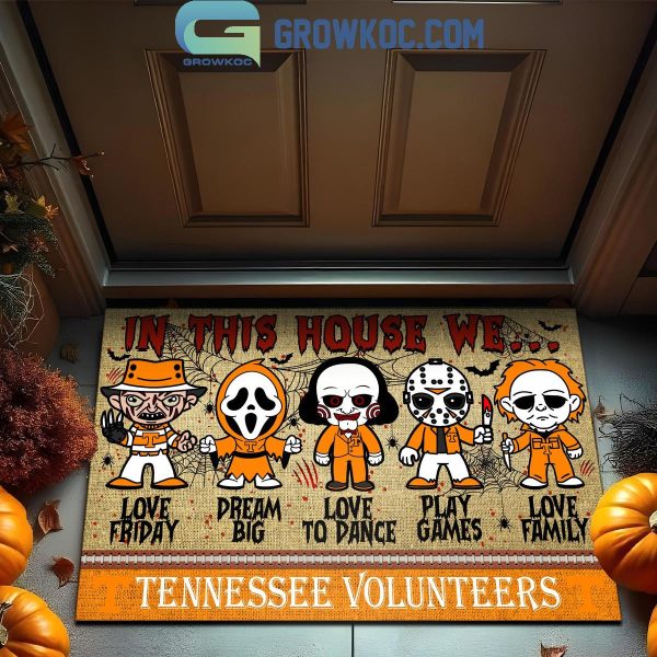 Tennessee Volunteers In This House We Love Halloween Horror Movies Doormat