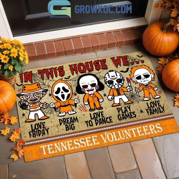 Tennessee Volunteers In This House We Love Halloween Horror Movies Doormat