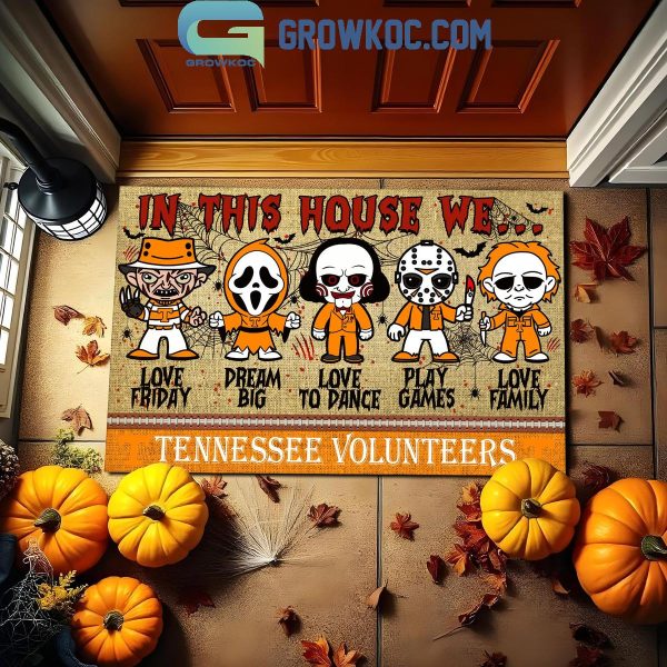 Tennessee Volunteers In This House We Love Halloween Horror Movies Doormat