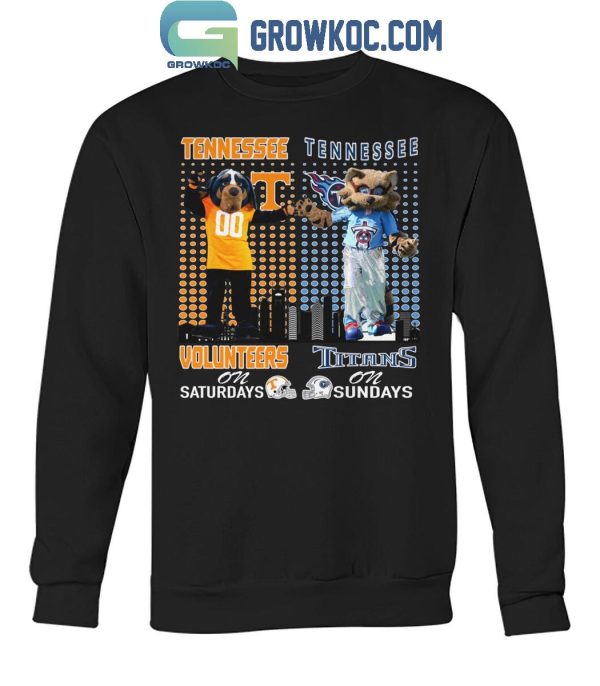 Tennessee Volunteers On Saturdays Smokey Tennessee Titans T-Rac On Sundays T-Shirt