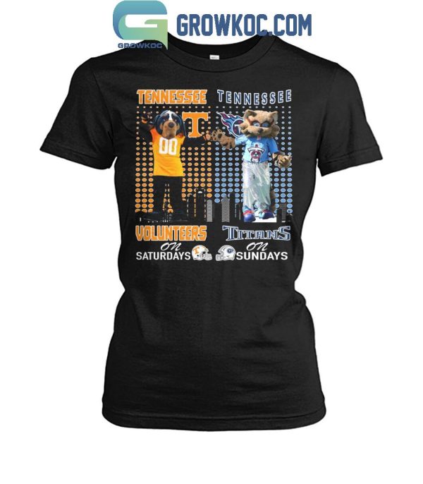 Tennessee Volunteers On Saturdays Smokey Tennessee Titans T-Rac On Sundays T-Shirt