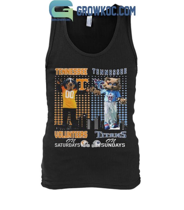 Tennessee Volunteers On Saturdays Smokey Tennessee Titans T-Rac On Sundays T-Shirt