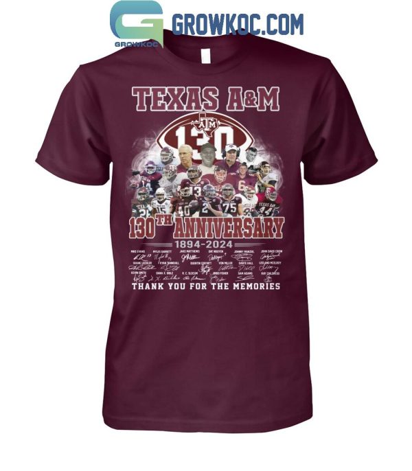 Texas A&M Aggies 130th Anniversary Thank You For The Memories Since 1894 T-Shirt