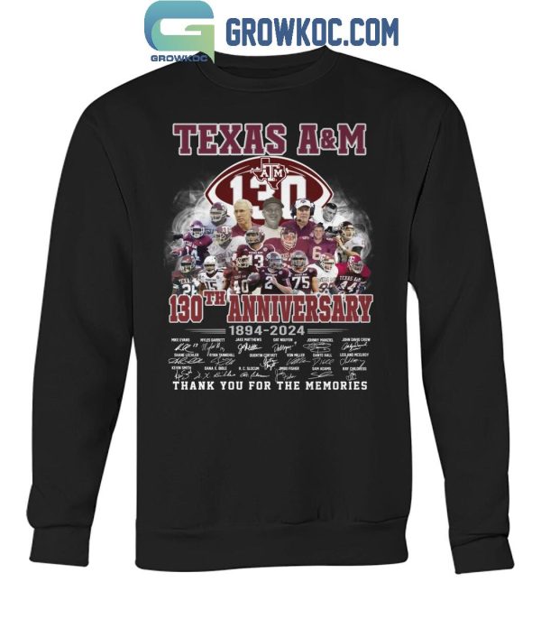 Texas A&M Aggies 130th Anniversary Thank You For The Memories Since 1894 T-Shirt