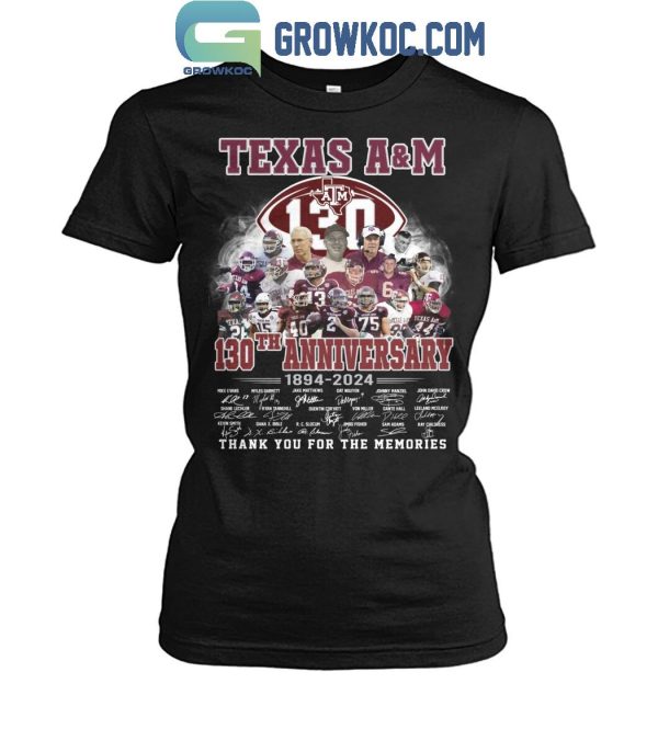 Texas A&M Aggies 130th Anniversary Thank You For The Memories Since 1894 T-Shirt