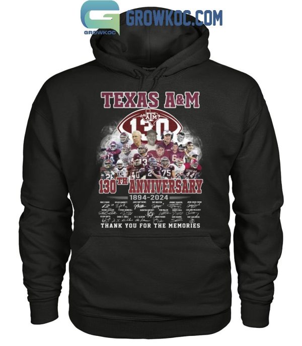 Texas A&M Aggies 130th Anniversary Thank You For The Memories Since 1894 T-Shirt