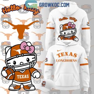 Texas Longhorns 50th Anniversary Of Hello Kitty White Version Hoodie T-Shirt