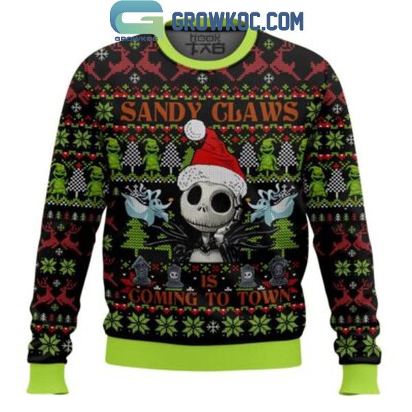 The Nightmare Before Christmas Sandy Claws Is Coming To Town Ugly Sweater