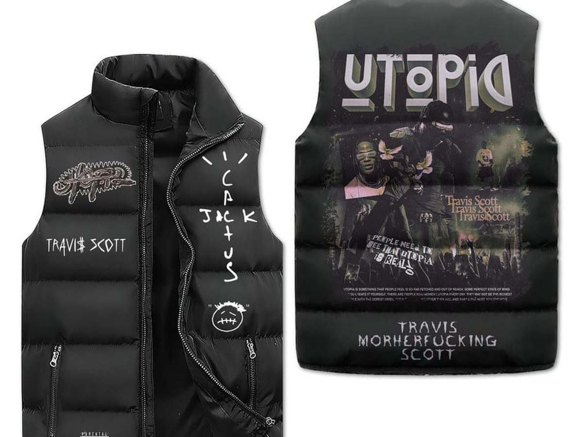 Travis Scott Utopia Jack Cactus Sleeveless Puffer Jacket - Growkoc