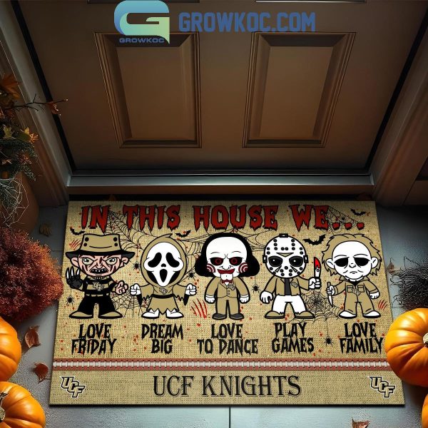 UCF Knights In This House We Love Halloween Horror Movies Doormat