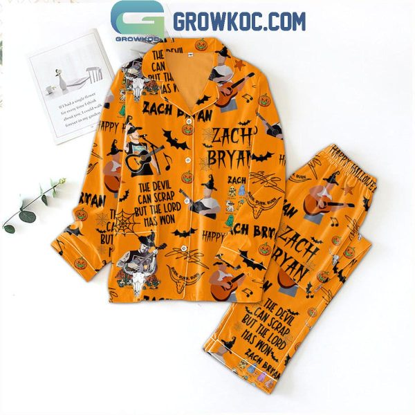 Zach Bryan The Devil Can Scrap But The Lord Has Won Halloween Orange Polyester Pajamas Set